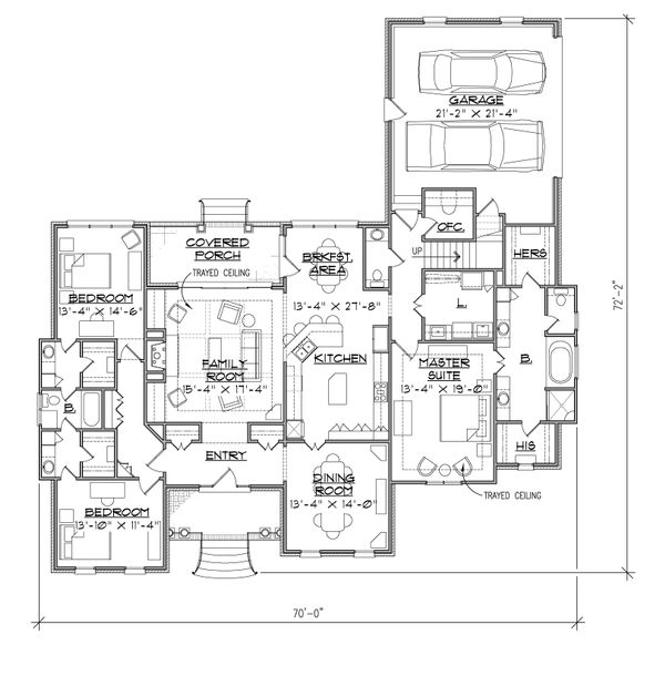 Dream House Plan - Ranch Floor Plan - Main Floor Plan #1054-25