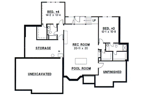 Floor Plan - Lower Floor for European House Plan #67-256 - 4 bed, 4 bath