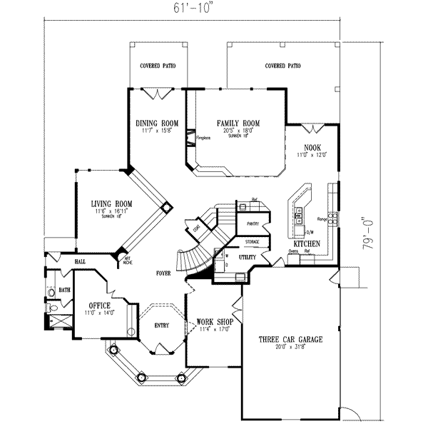 Dream House Plan - European Floor Plan - Main Floor Plan #1-911