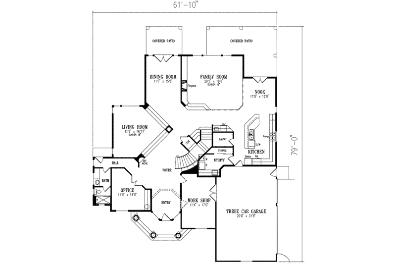 Architectural House Design - Floor Plan - Main Floor for European House Plan #1-911 - 4 bed, 4 bath