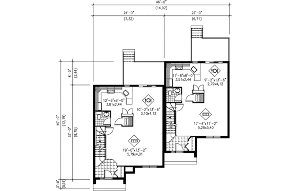 Floor Plan - Main Floor for Modern House Plan #25-323 - 3 bed, 1.5 bath