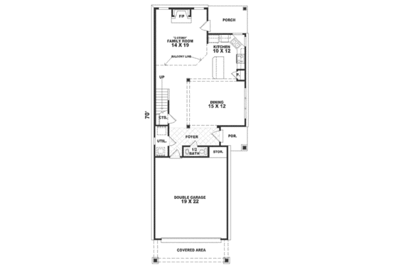 Floor Plan - Main Floor for Southern House Plan #81-112 - 3 bed, 2.5 bath