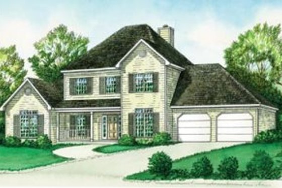 Exterior - Front Elevation for Traditional House Plan #16-238 - 4 bed, 3.5 bath