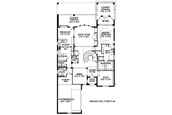 Floor Plan - Main Floor for European House Plan #141-275 - 3 bed, 3.5 bath