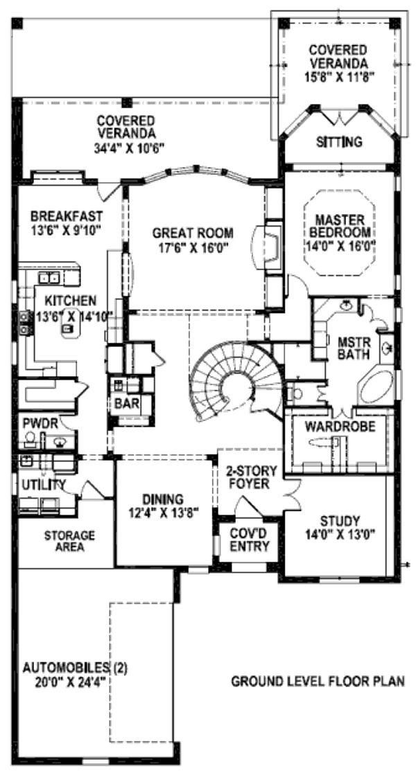 Floor Plan - Main Floor for European House Plan #141-275 - 3 bed, 3.5 bath