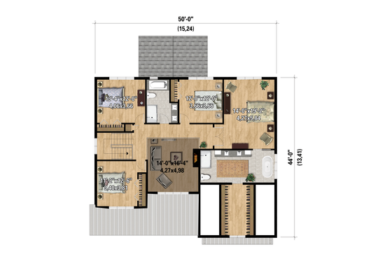 Floor Plan - Upper Floor for Farmhouse House Plan #25-4961 - 4 bed, 2.5 bath