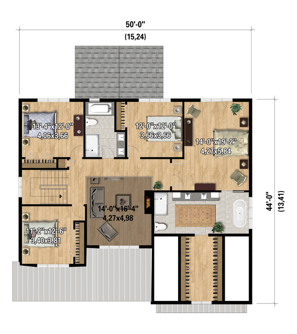 Farmhouse Floor Plan - Upper Floor Plan #25-4961