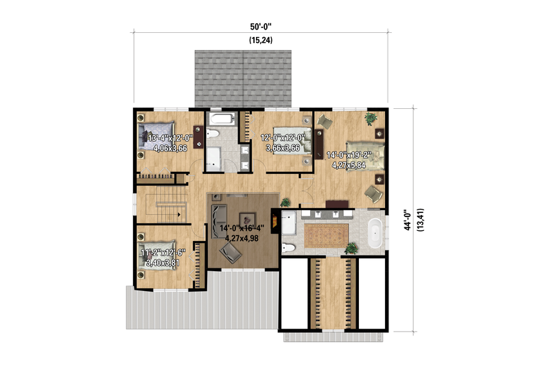 Dream House Plan - Floor Plan - Upper Floor for Farmhouse House Plan #25-4961 - 4 bed, 2.5 bath