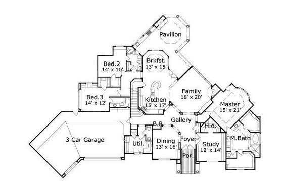 Floor Plan - Main Floor for European House Plan #411-720 - 4 bed, 4.5 bath