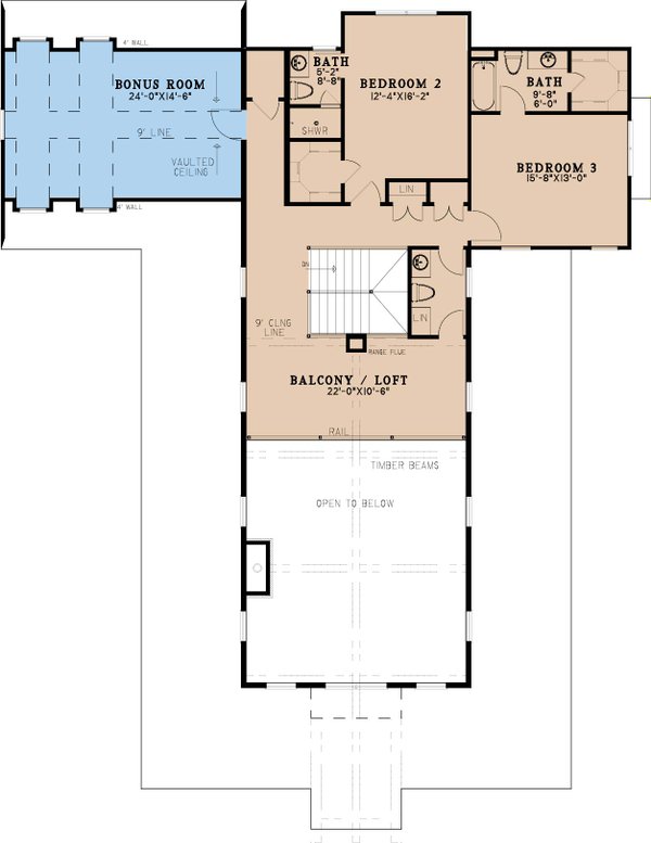 House Blueprint - Country Floor Plan - Upper Floor Plan #923-231