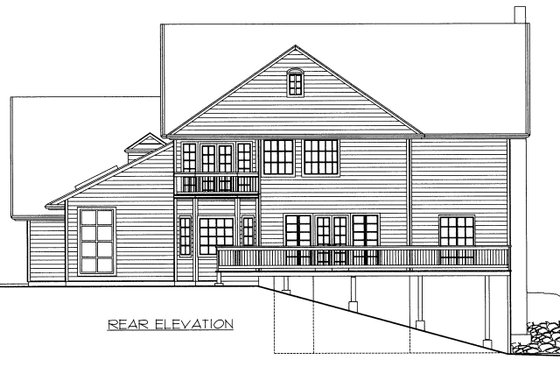 Exterior - Rear Elevation for Country House Plan #117-878 - 3 bed, 3.5 bath