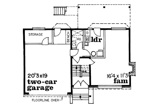 Floor Plan - Lower Floor for Traditional House Plan #47-161 - 3 bed, 2 bath