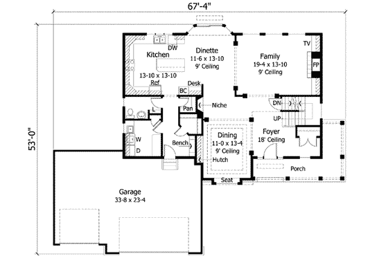 Floor Plan - Main Floor for European House Plan #51-213 - 4 bed, 2.5 bath