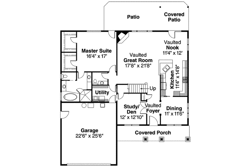 Home Plan - Floor Plan - Main Floor for Craftsman House Plan #124-560 - 3 bed, 2.5 bath