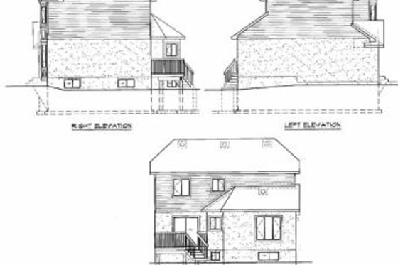 Exterior - Rear Elevation for Victorian House Plan #25-2045 - 3 bed, 1.5 bath