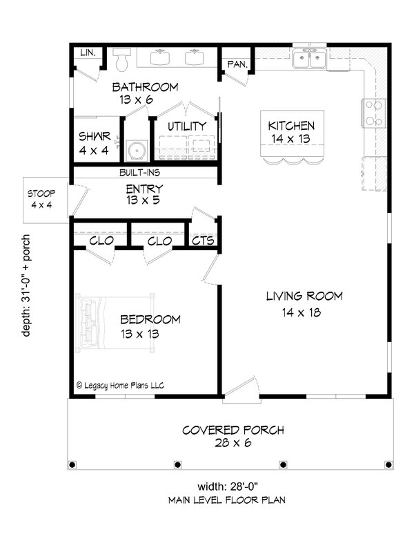 Home Plan - Cottage Floor Plan - Main Floor Plan #932-916