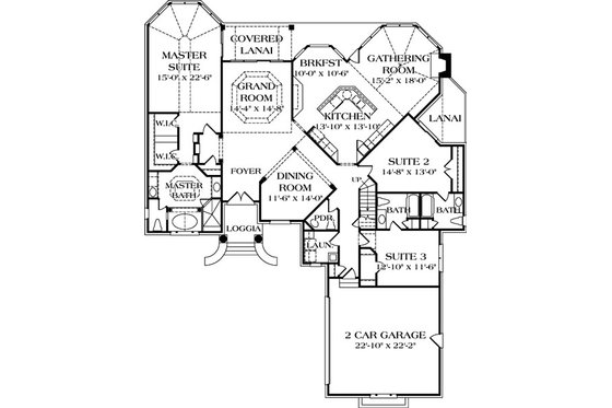 Floor Plan - Main Floor for Colonial House Plan #453-33 - 3 bed, 3.5 bath