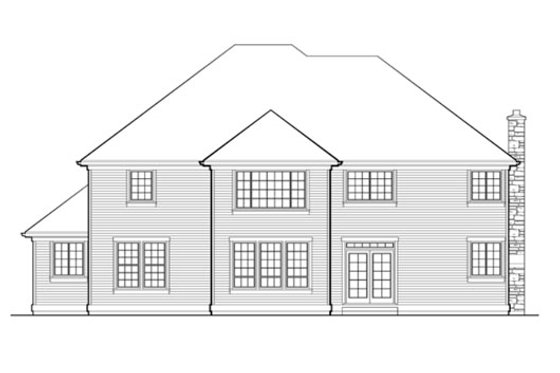 Exterior - Rear Elevation for European House Plan #48-456 - 4 bed, 2.5 bath