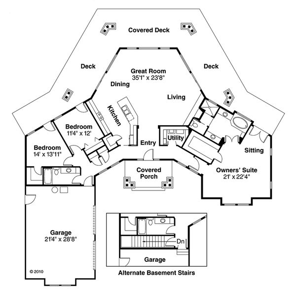 Home Plan - Ranch Floor Plan - Main Floor Plan #124-472