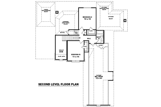 Floor Plan - Upper Floor for European House Plan #81-1080 - 3 bed, 2.5 bath