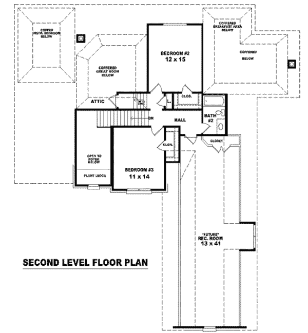 Floor Plan - Upper Floor for European House Plan #81-1080 - 3 bed, 2.5 bath