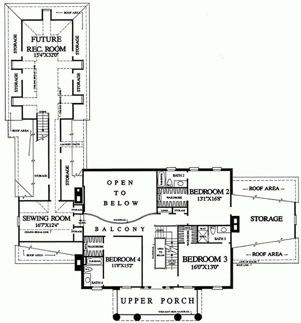 Southern Floor Plan - Upper Floor Plan #137-120