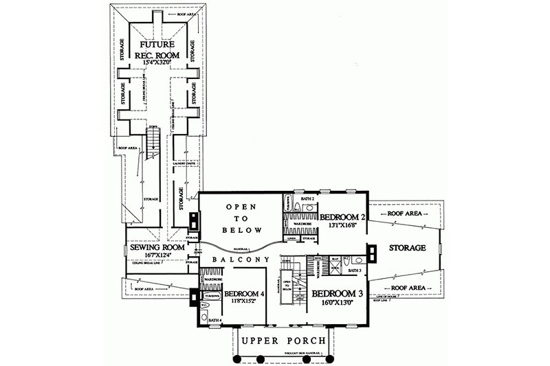 Dream House Plan - Floor Plan - Upper Floor for Southern House Plan #137-120 - 4 bed, 4 bath