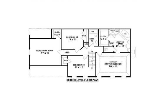 Floor Plan - Upper Floor for European House Plan #81-13773 - 3 bed, 2.5 bath
