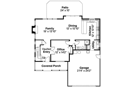 Floor Plan - Main Floor for Farmhouse House Plan #124-475 - 4 bed, 3 bath