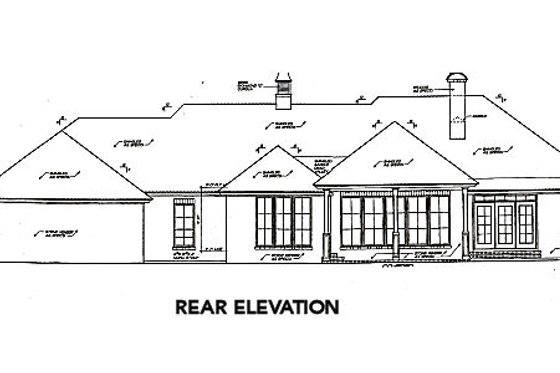 Exterior - Rear Elevation for European House Plan #310-598 - 3 bed, 2.5 bath