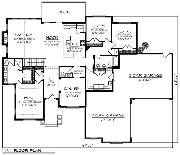 House Design - Ranch Floor Plan - Main Floor Plan #70-1274