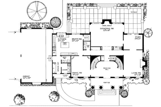 Floor Plan - Main Floor for Southern House Plan #72-193 - 4 bed, 5 bath