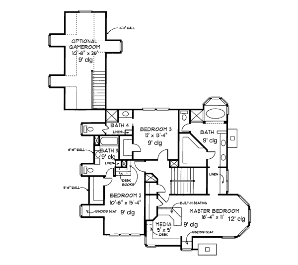 Victorian Floor Plan - Upper Floor Plan #410-183