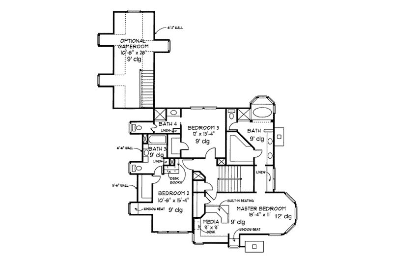 Dream House Plan - Floor Plan - Upper Floor for Victorian House Plan #410-183 - 3 bed, 4 bath