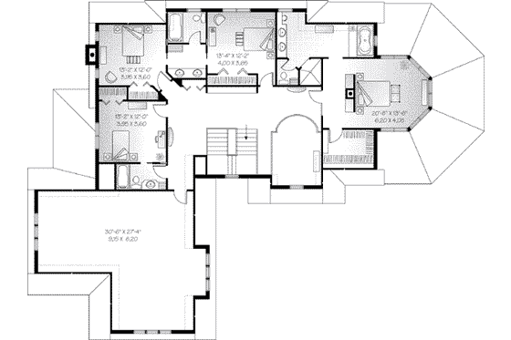 Floor Plan - Upper Floor for European House Plan #23-585 - 4 bed, 3.5 bath
