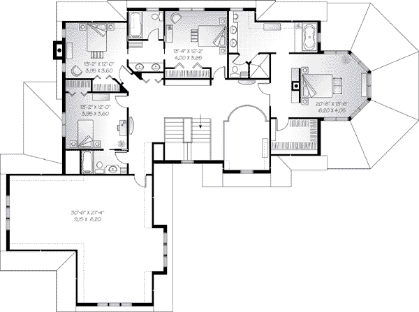 House Blueprint - European Floor Plan - Upper Floor Plan #23-585