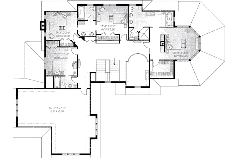 Dream House Plan - Floor Plan - Upper Floor for European House Plan #23-585 - 4 bed, 3.5 bath