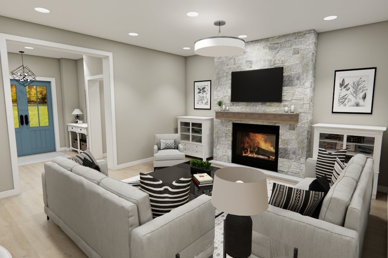 House Blueprint - Interior - Family Room 1 for Craftsman House Plan #51-1421 - 5 bed, 4.5 bath
