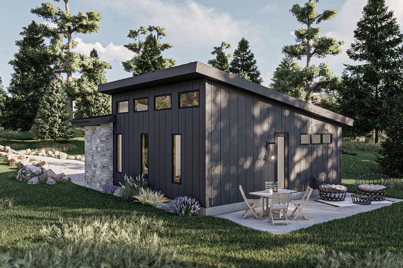 House Blueprint - Exterior - Rear Elevation for Modern House Plan #455-540 - 1 bed, 1 bath