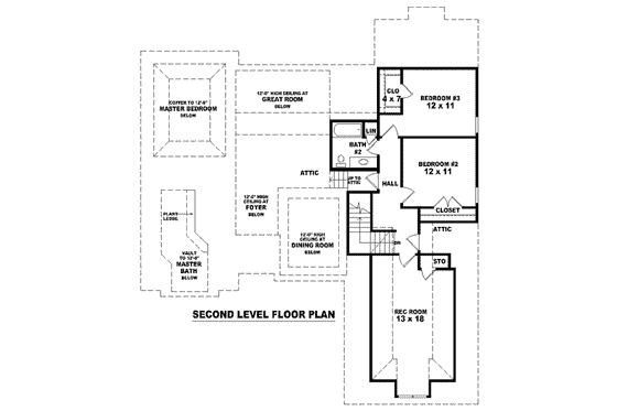 Floor Plan - Upper Floor for European House Plan #81-1535 - 3 bed, 2.5 bath