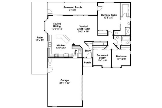 Floor Plan - Main Floor for Traditional House Plan #124-734 - 3 bed, 2 bath