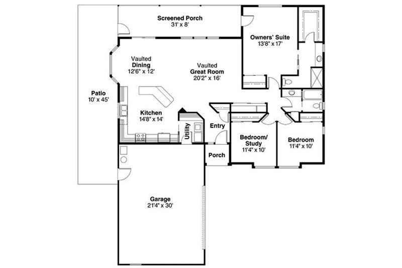 Home Plan - Floor Plan - Main Floor for Traditional House Plan #124-734 - 3 bed, 2 bath