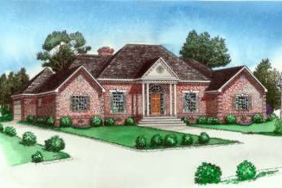 Exterior - Front Elevation for European House Plan #16-299 - 4 bed, 3 bath