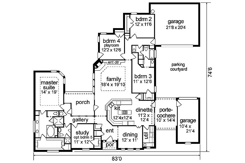 Dream House Plan - Floor Plan - Main Floor for European House Plan #84-259 - 4 bed, 3 bath