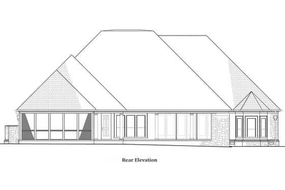 Exterior - Rear Elevation for European House Plan #923-58 - 3 bed, 3.5 bath