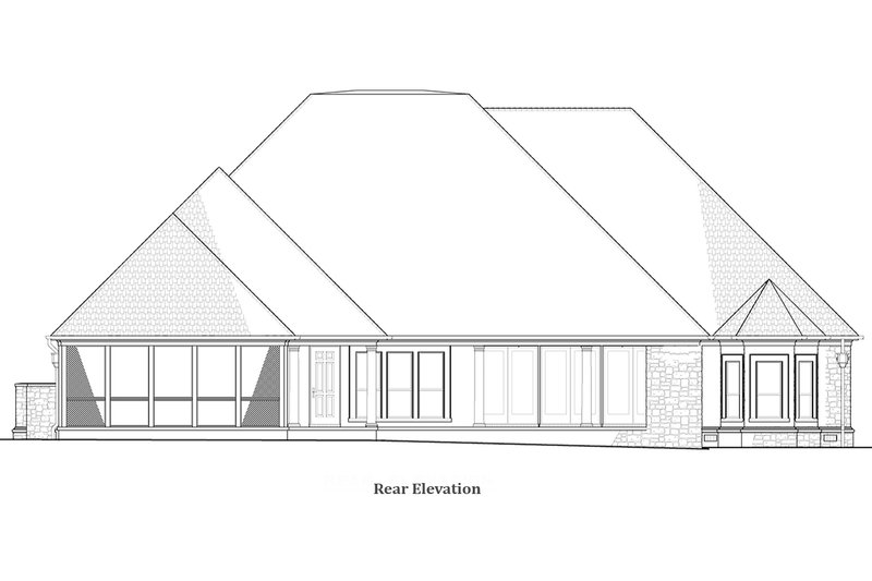 Architectural House Design - Exterior - Rear Elevation for European House Plan #923-58 - 3 bed, 3.5 bath