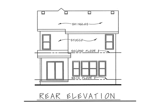 Exterior - Rear Elevation for European House Plan #20-1691 - 3 bed, 3 bath