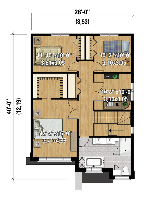 Contemporary Floor Plan - Upper Floor Plan #25-4320