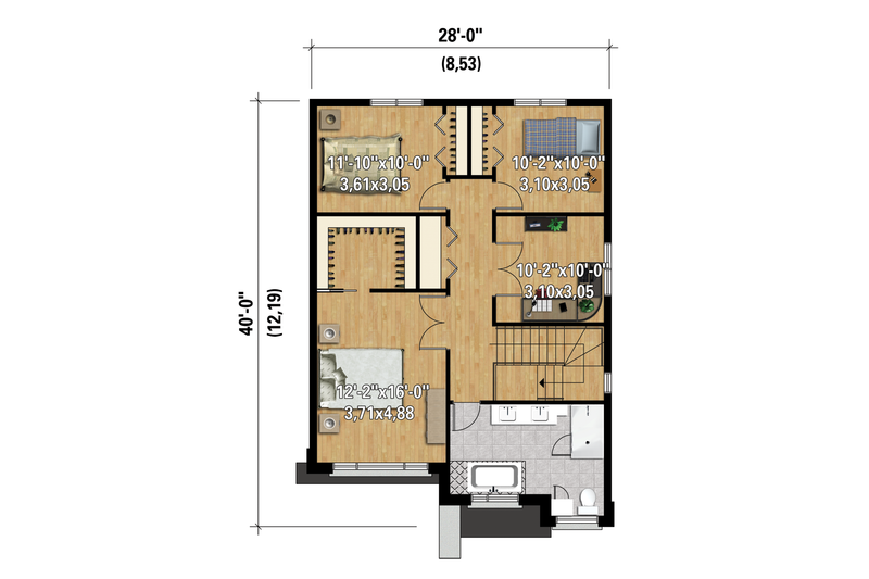 House Plan Design - Floor Plan - Upper Floor 1 for Contemporary House Plan #25-4320 - 3 bed, 1 bath