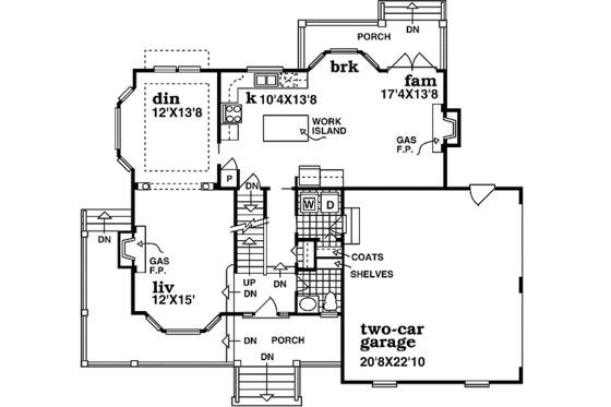 Floor Plan - Main Floor for Traditional House Plan #47-386 - 3 bed, 2.5 bath